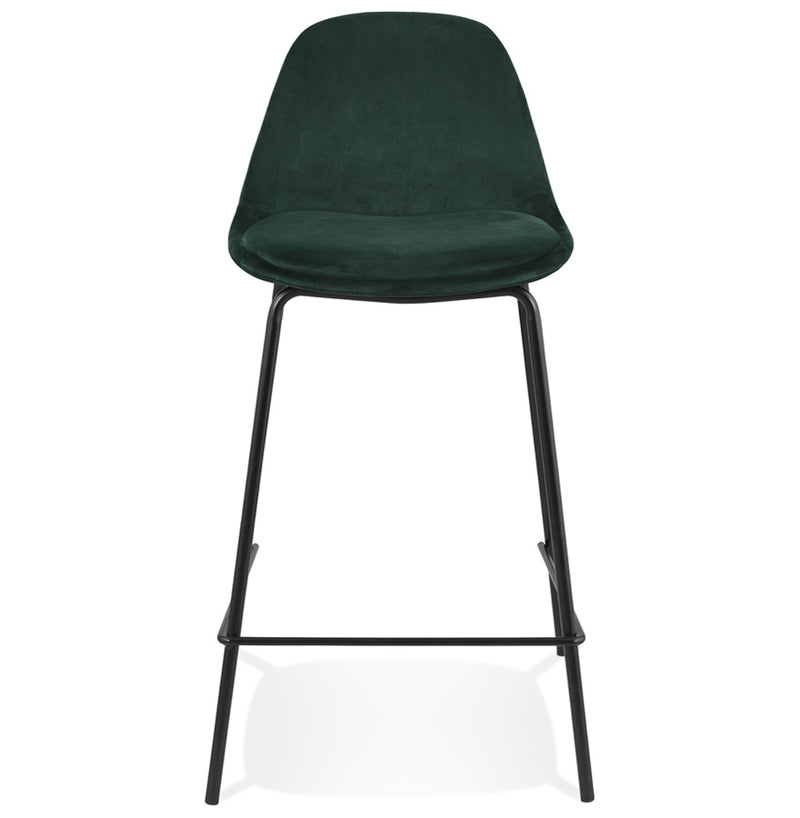 Halfhoge kruk 'FENTON MINI' van groen velours met zwarte metalen poten - Majorr
