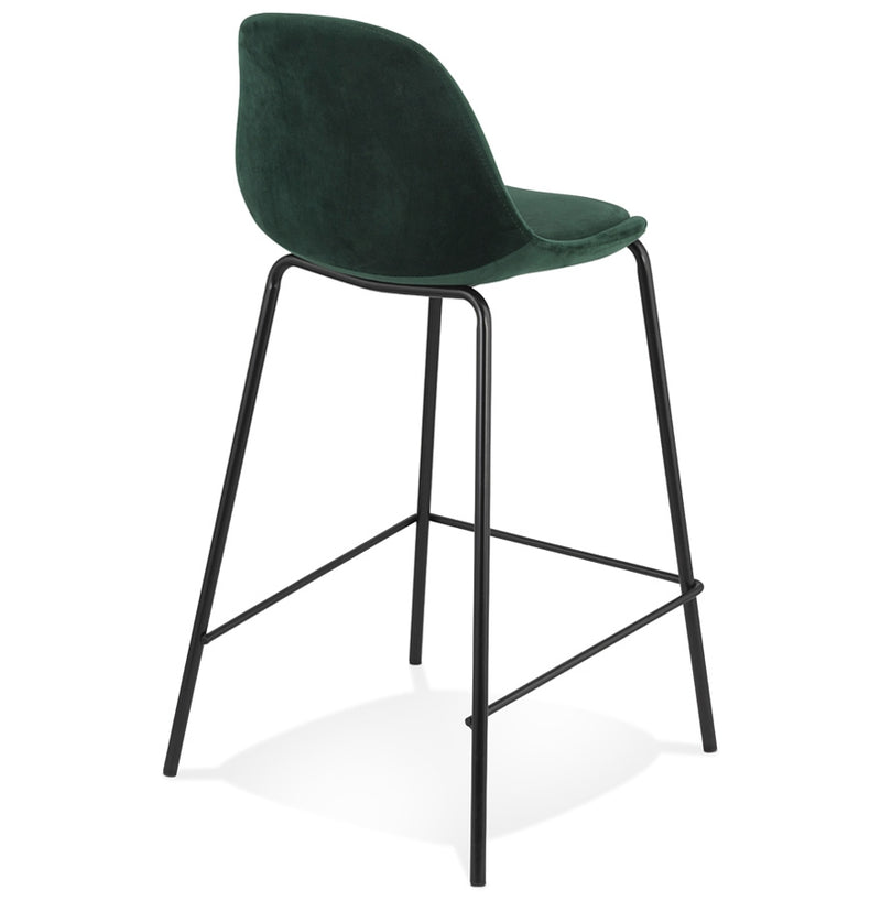 Halfhoge kruk 'FENTON MINI' van groen velours met zwarte metalen poten - Majorr