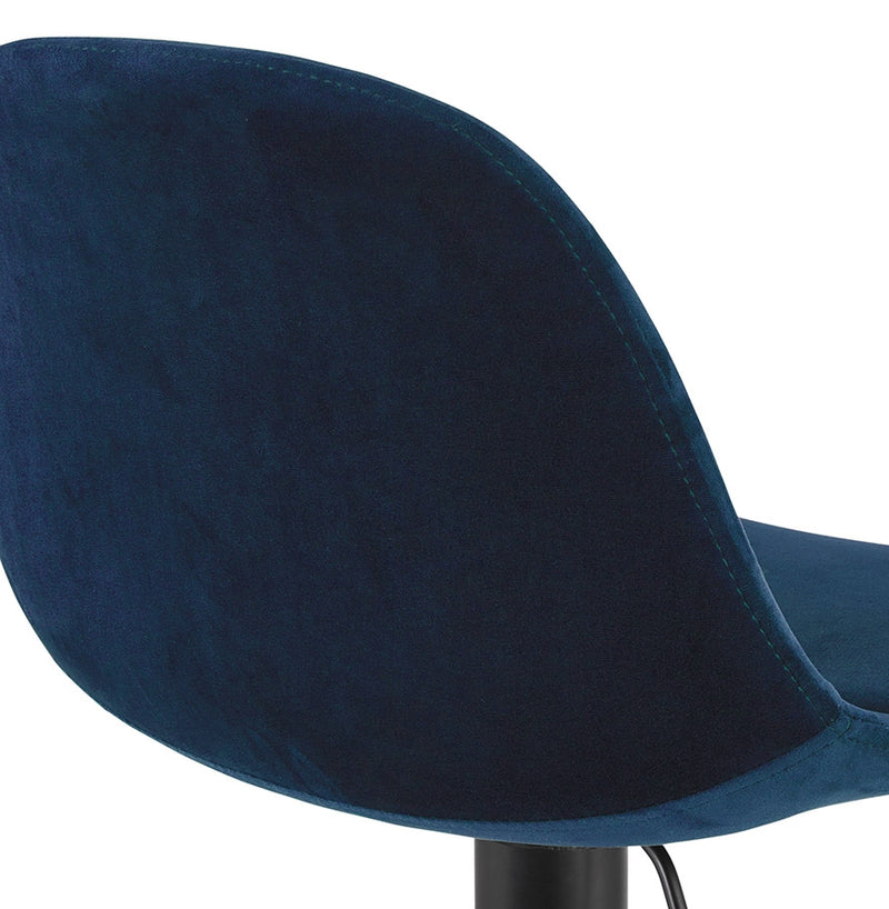 Verstelbare kruk 'FINLEY' van blauw velours met zwarte metalen poot - Majorr