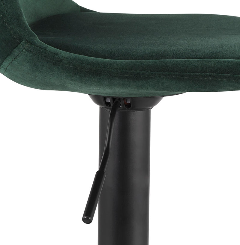 Verstelbare kruk 'FINLEY' van groen velours met zwarte metalen poot - Majorr