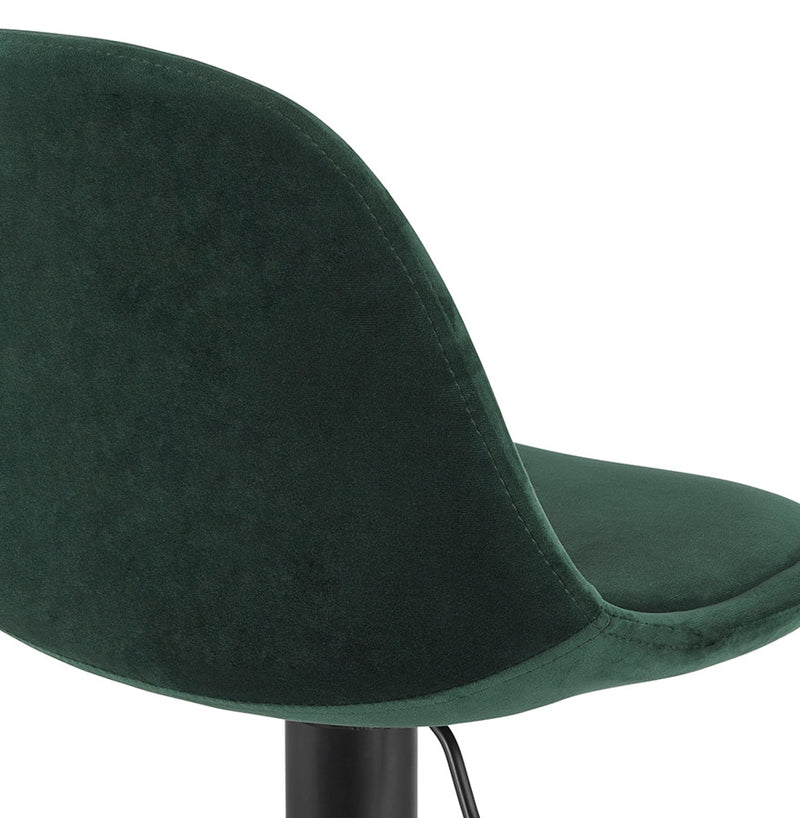 Verstelbare kruk 'FINLEY' van groen velours met zwarte metalen poot - Majorr