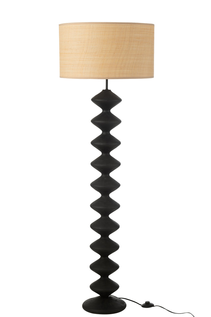 Floor Lamp Caterpillar Poplar Wood Black/Natural - Majorr