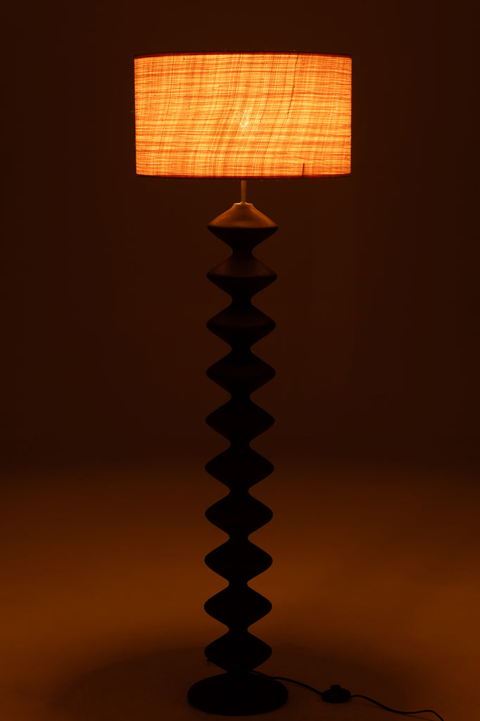 Floor Lamp Caterpillar Poplar Wood Black/Natural - Majorr