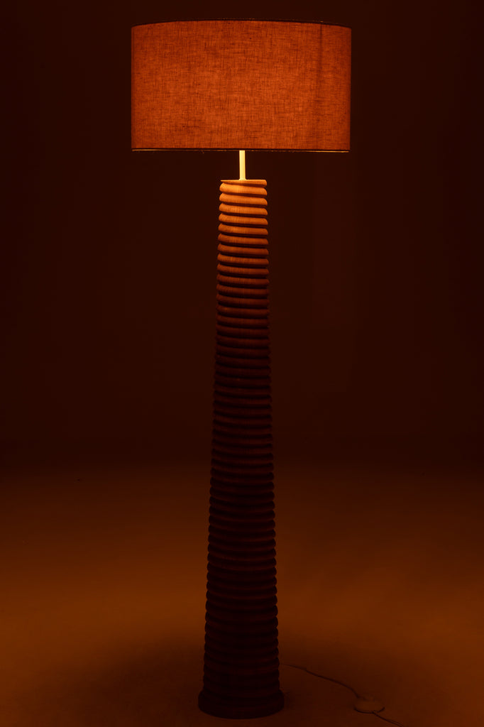 Floor Lamp Threaded Ailanthus Wood Natural/Grey - Majorr