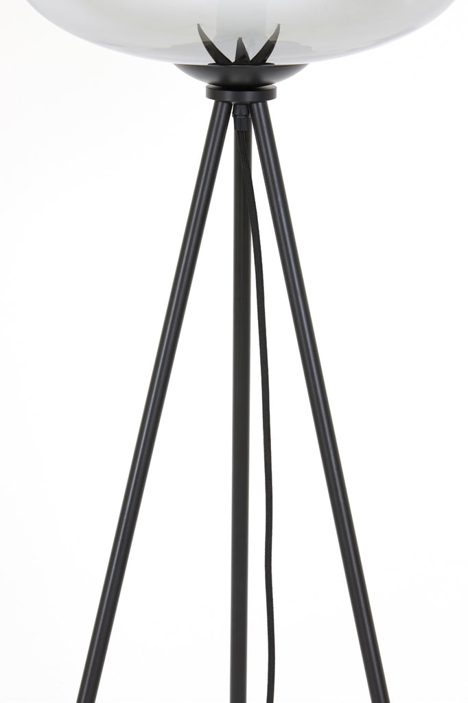 Floor lamp tripod 42x146 cm MAYSON smoked glass+matt black - Majorr