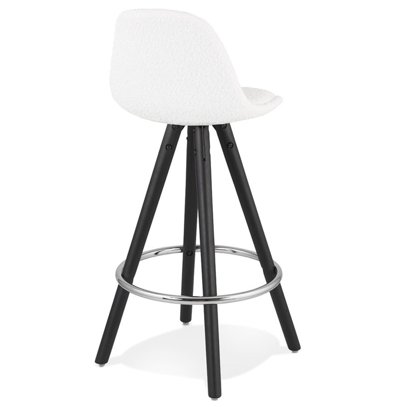 Halfhoge kruk 'FLORENCE MINI' van witte badstof met 4 zwarte houten poten - Majorr