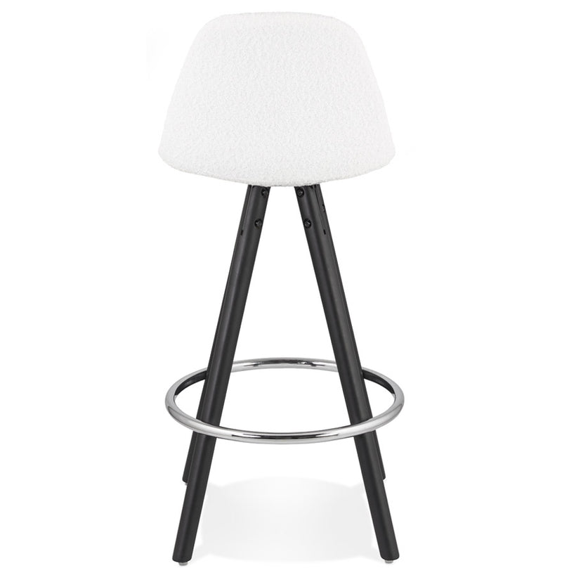 Halfhoge kruk 'FLORENCE MINI' van witte badstof met 4 zwarte houten poten - Majorr