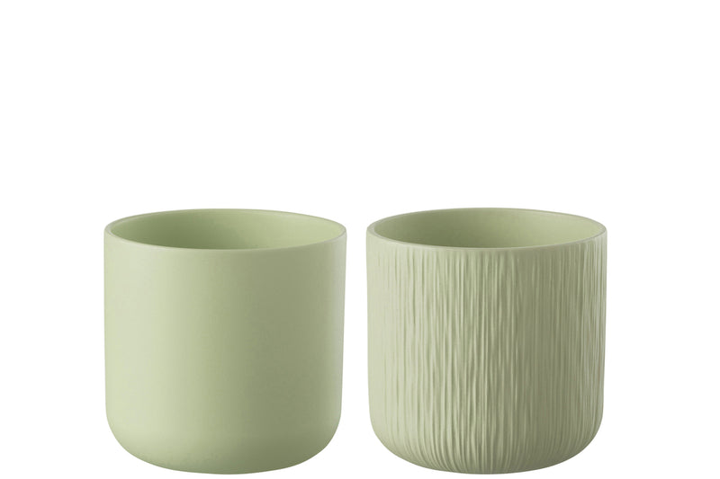 Flowerpot Gen Ceramic Pistache Large Assortment Of 2