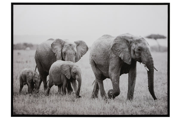 Frame Elephant Family Wood/Paper Black/White - Majorr