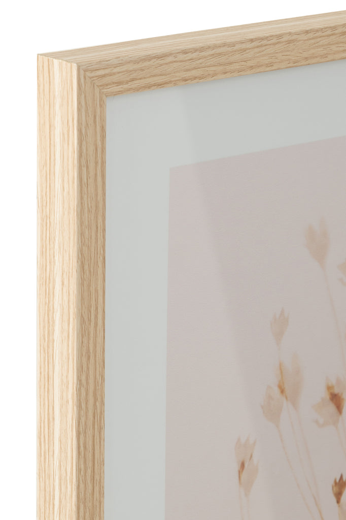 Frame Flowers Nature Mdf/Glass Beige/White Assortment Of 3