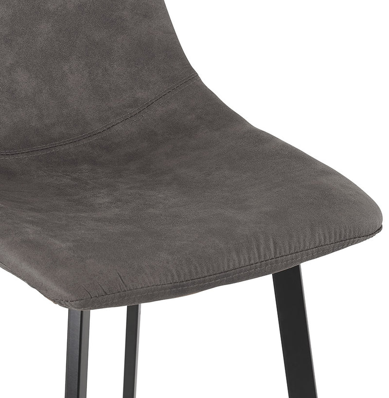 Halfhoge barkruk 'FUJI MINI' van donkergrijze microvezel met zwarte metalen onderstel - Majorr