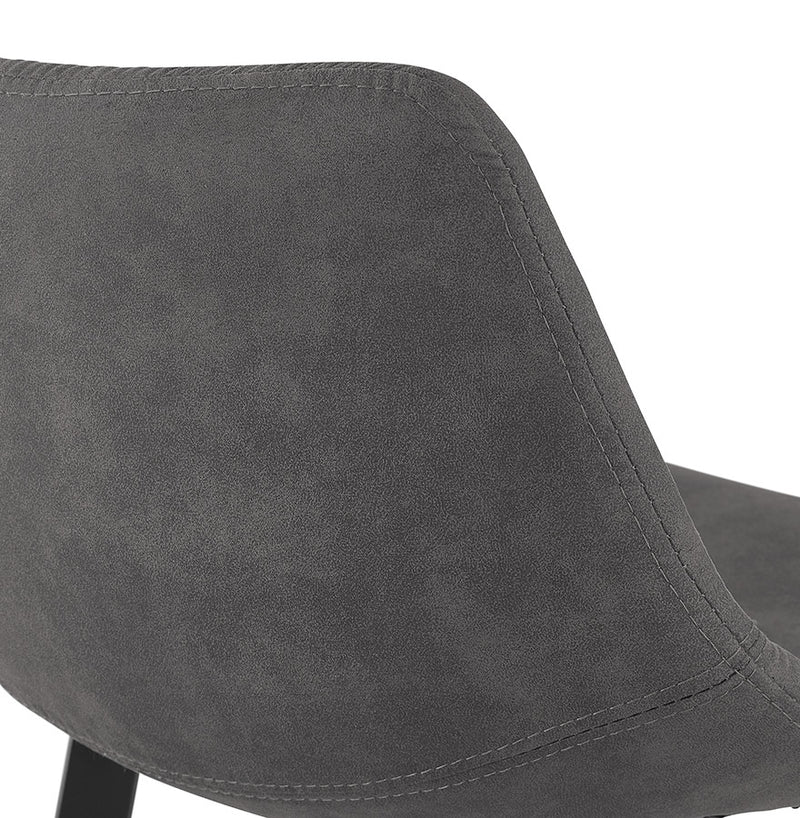 Halfhoge barkruk 'FUJI MINI' van donkergrijze microvezel met zwarte metalen onderstel - Majorr