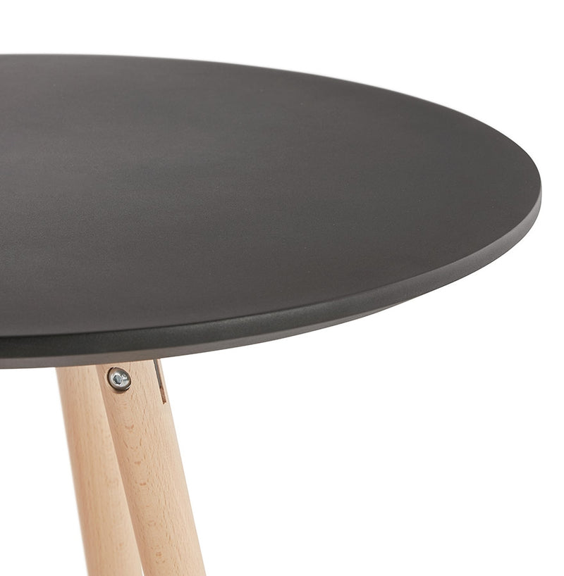 Hoge tafel / Ronde statafel 'GALA' in zwart hout en onderstel in natuurlijke afwerking - Majorr