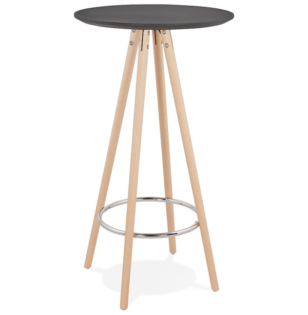 Hoge tafel / Ronde statafel 'GALA' in zwart hout en onderstel in natuurlijke afwerking - Majorr