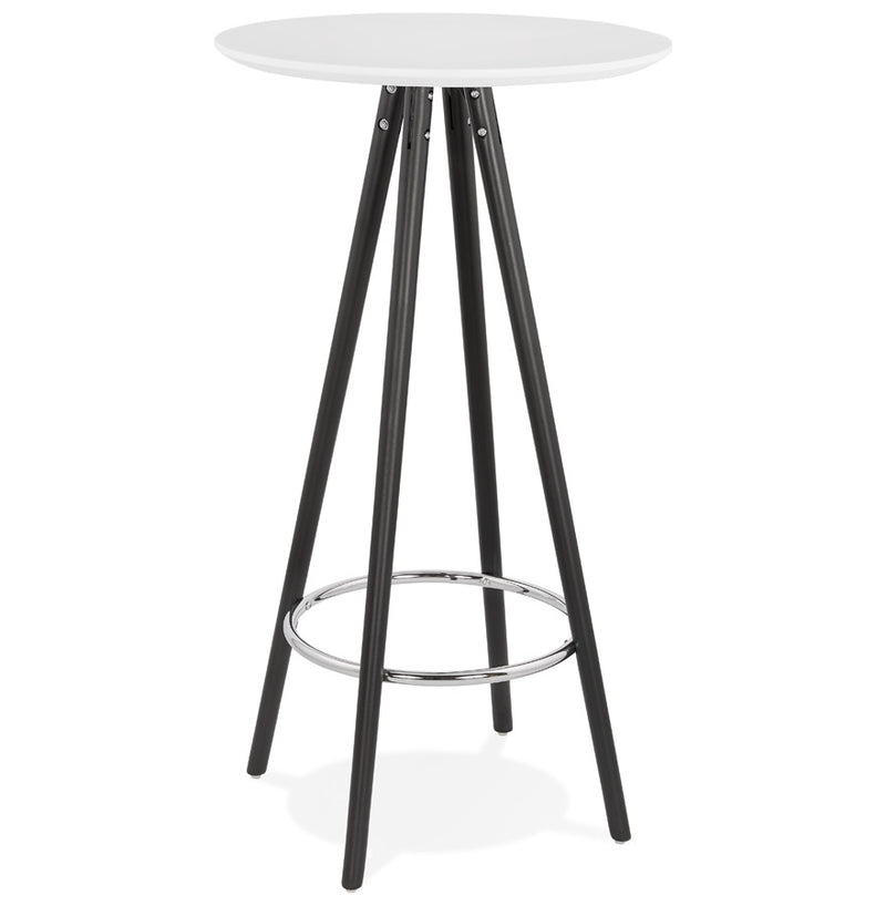 Hoge tafel / Statafel 'GALA' in wit hout en met zwarte poten - Majorr