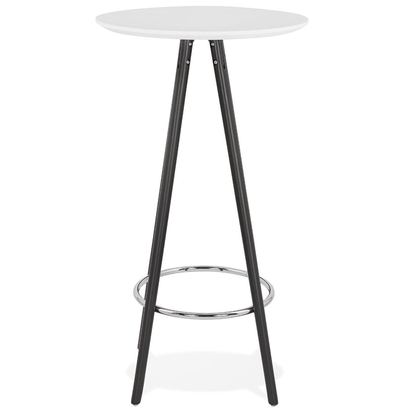 Hoge tafel / Statafel 'GALA' in wit hout en met zwarte poten - Majorr