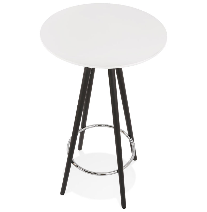 Hoge tafel / Statafel 'GALA' in wit hout en met zwarte poten - Majorr