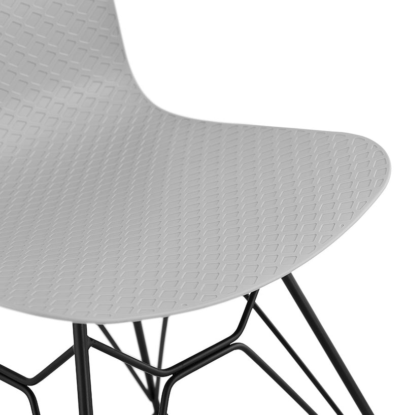 Design stoel 'GAUDY' grijs industriële stijl met zwart metalen voet - Majorr