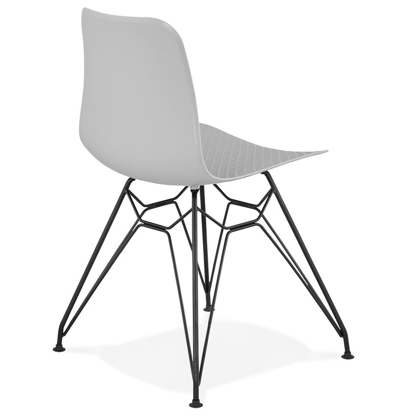 Design stoel 'GAUDY' grijs industriële stijl met zwart metalen voet - Majorr
