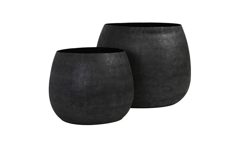 Pot deco S/2 38,5x28,5+50x37,5 cm GENOLU matt black - Majorr