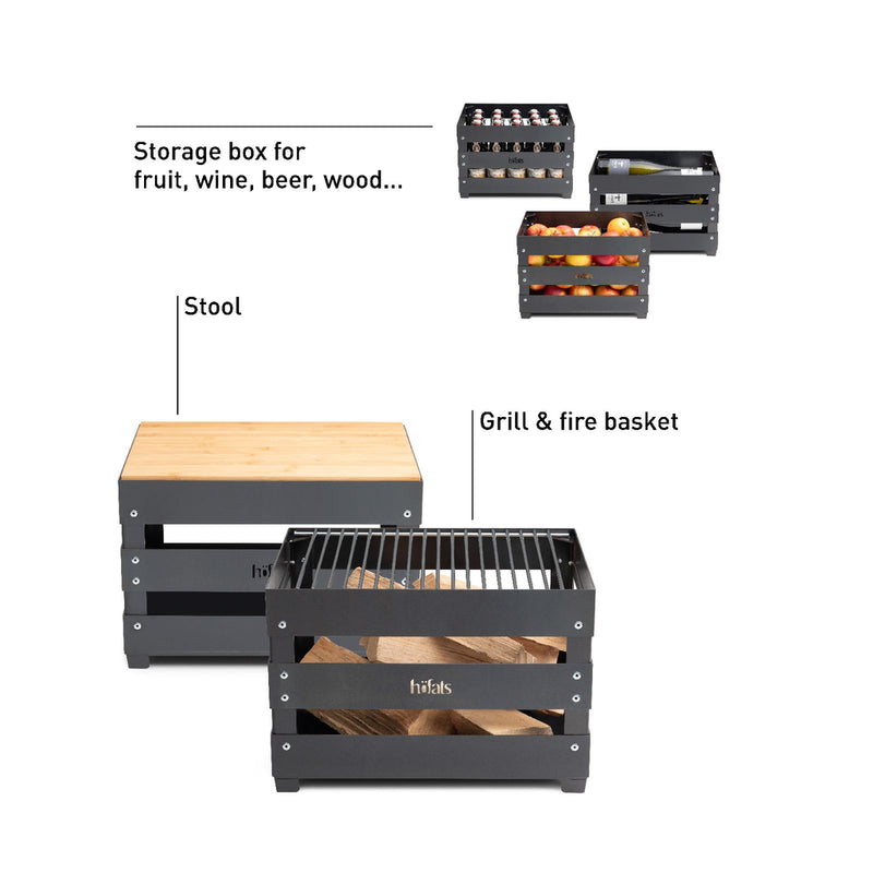 Höfats Crate Vuurkorf / Krat Zwart Metaal - Majorr