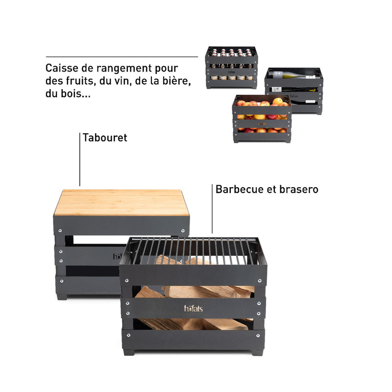 Höfats Crate Vuurkorf / Krat Zwart Metaal - Majorr