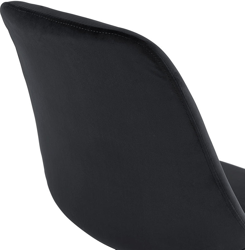 Design stoel 'HAMILTON' in zwart fluweel en poten in zwart hout - Majorr