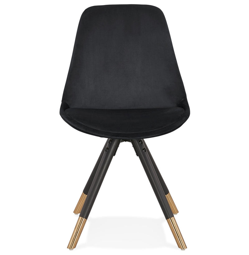 Design stoel 'HAMILTON' in zwart fluweel en poten in zwart hout - Majorr