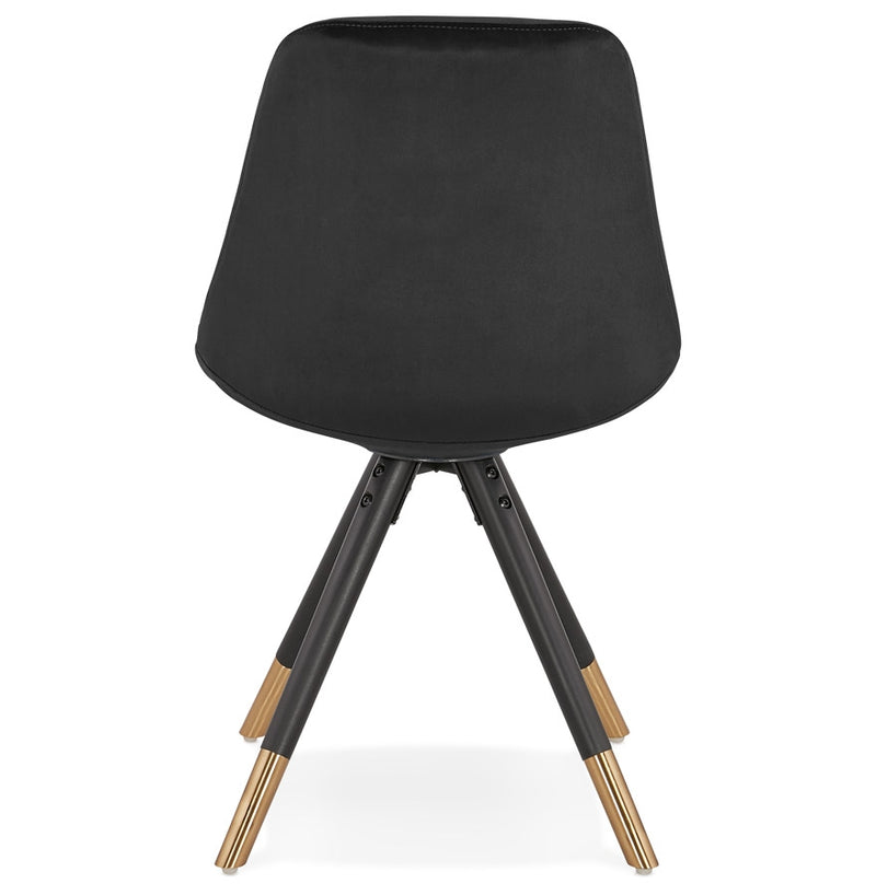 Design stoel 'HAMILTON' in zwart fluweel en poten in zwart hout - Majorr