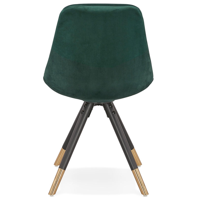 Design stoel 'HAMILTON' in groen fluweel en poten in zwart hout - Majorr