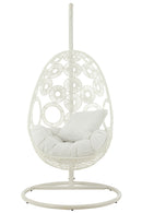Hanging Chair+Cushions Bula Metal/Reed White - Majorr