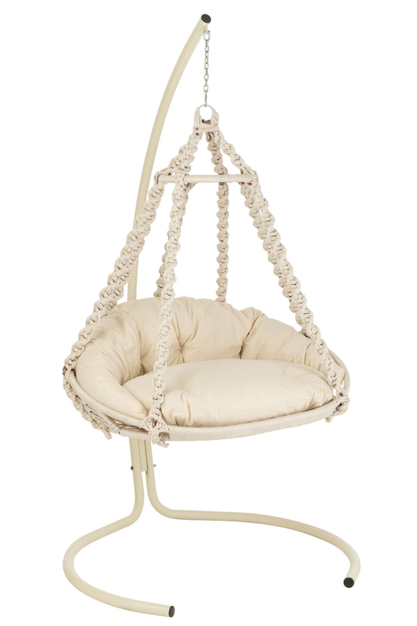 Hanging Chair+Cushion Octopus Rope/Metal White - Majorr