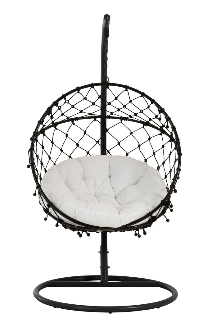 Hanging Chair Round Pliable Steel Black - Majorr