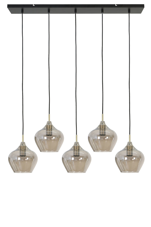 Hanging lamp 5L 104x20x120 cm RAKEL antique bronze+smoked - Majorr