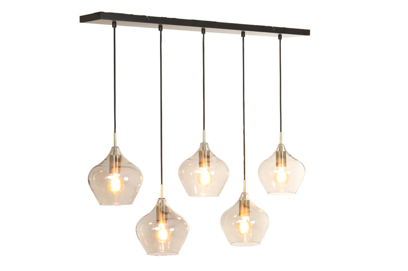 Hanging lamp 5L 104x20x120 cm RAKEL antique bronze+smoked - Majorr