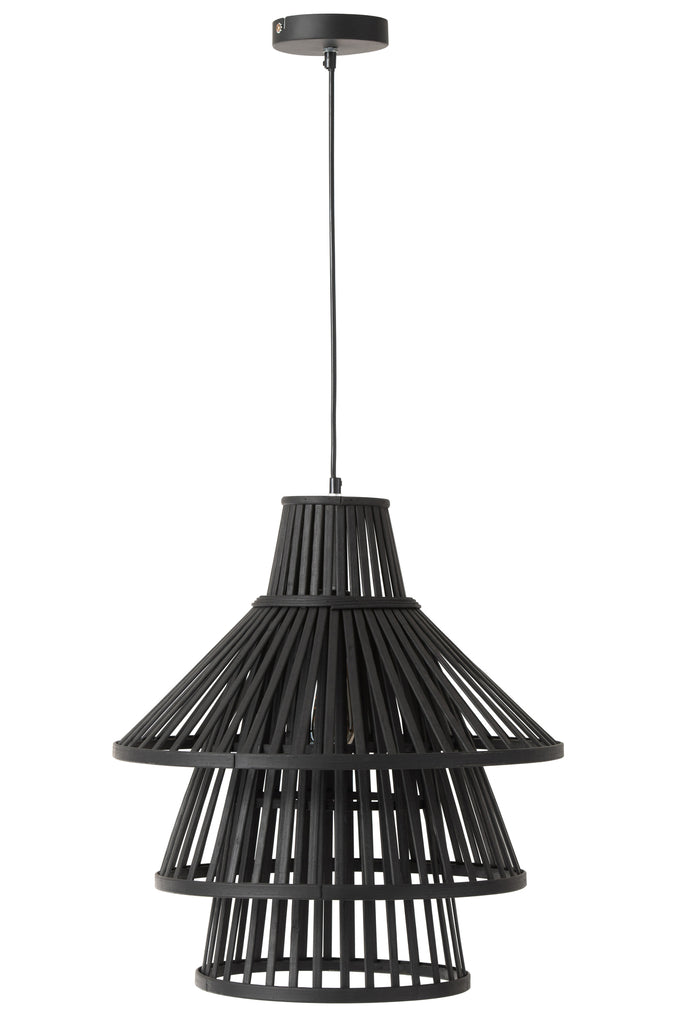 Hanging Lamp Layers Bamboo Black Large - Majorr