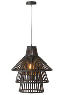Hanging Lamp Layers Bamboo Black Large - Majorr