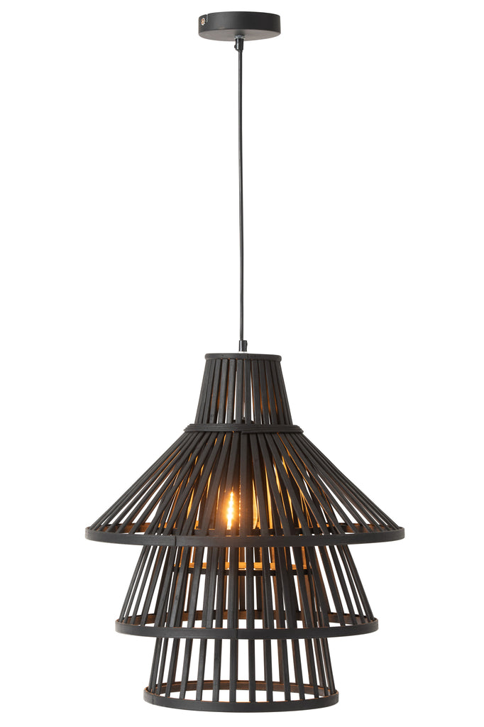 Hanging Lamp Layers Bamboo Black Large - Majorr