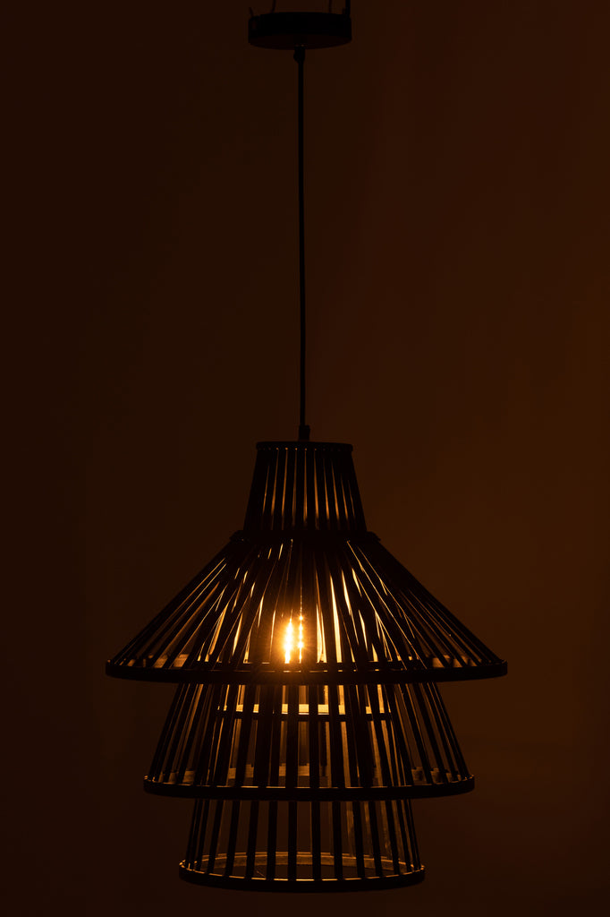 Hanging Lamp Layers Bamboo Black Large - Majorr