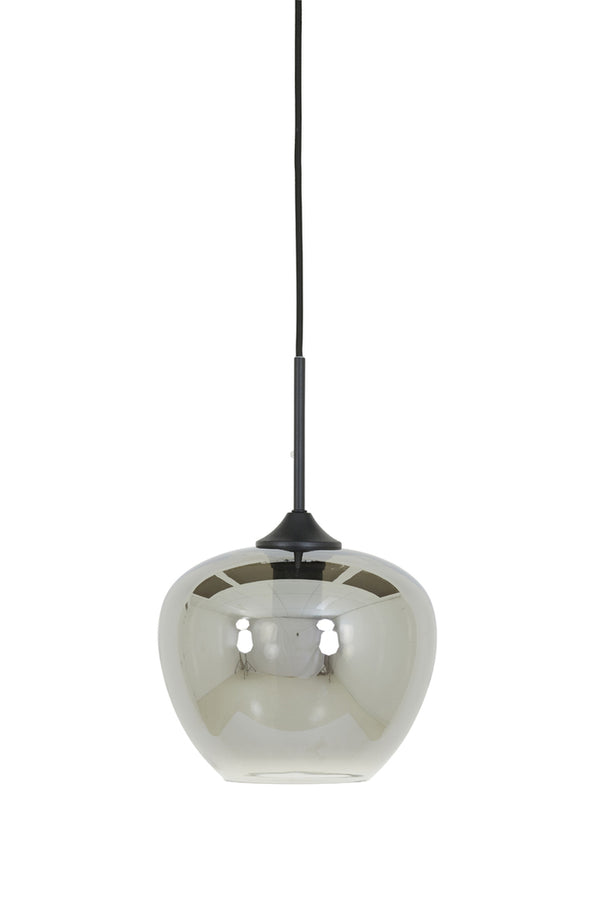 Hanging lamp 23x18 cm MAYSON smoked glass+matt black - Majorr