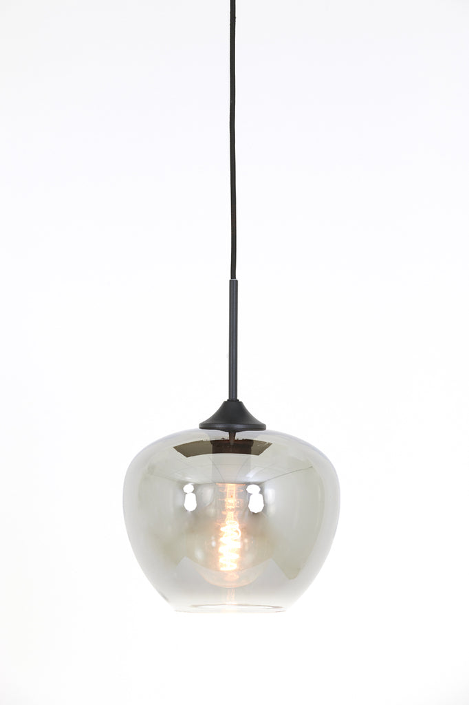 Hanging lamp 23x18 cm MAYSON smoked glass+matt black - Majorr