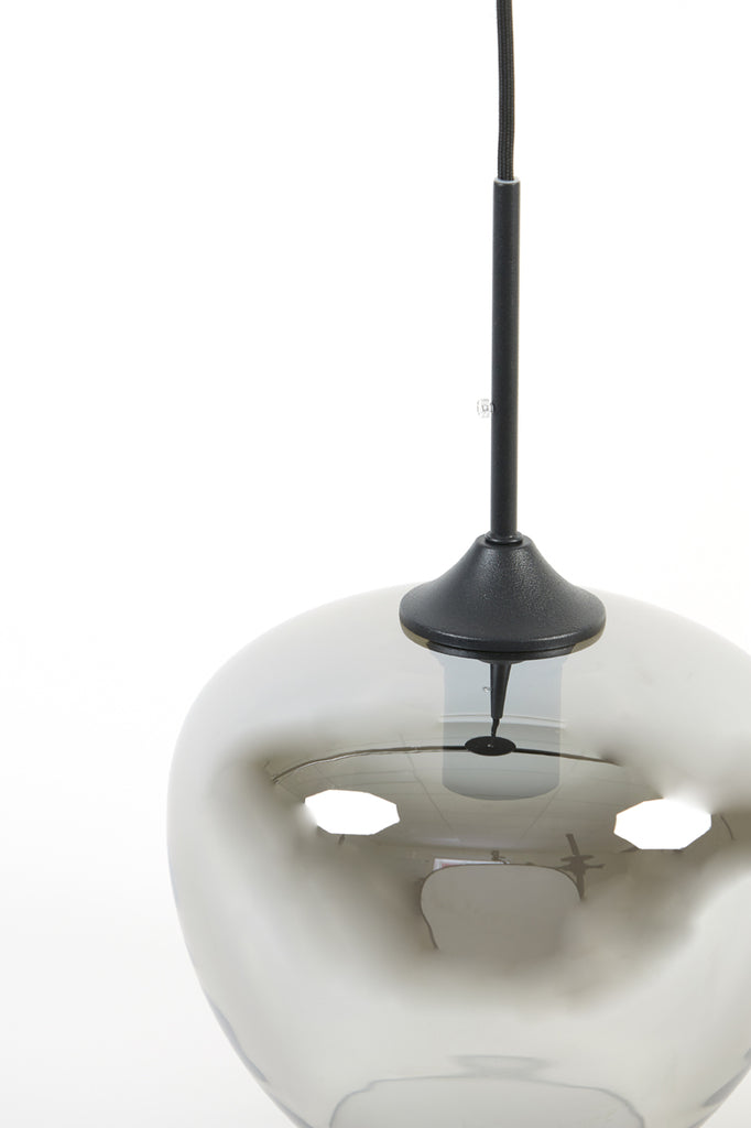 Hanging lamp 23x18 cm MAYSON smoked glass+matt black - Majorr