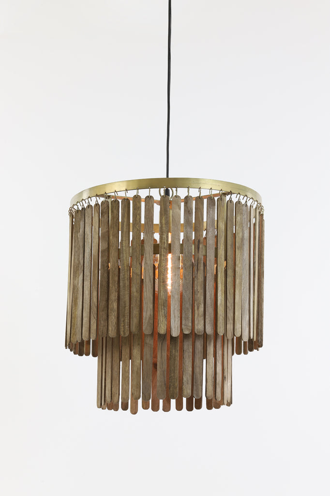 Hanging lamp Ø45x43 cm GULARO wood dark brown - Majorr