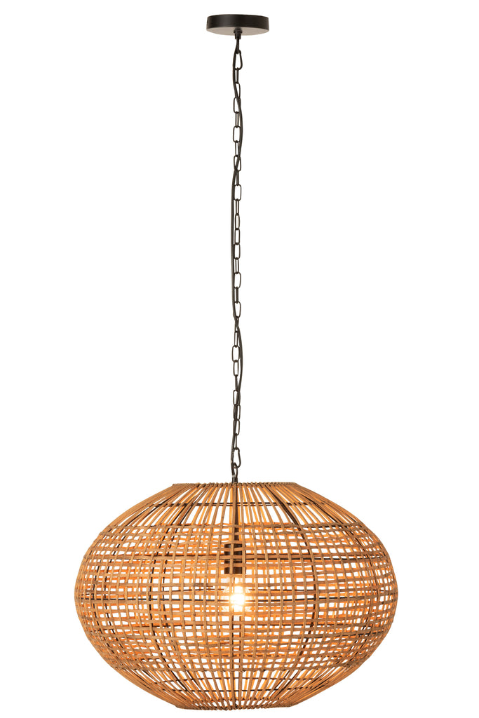 Hanging Lamp Rattan/Metal Brown/Black - Majorr