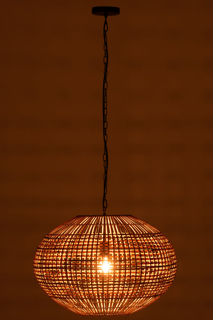 Hanging Lamp Rattan/Metal Brown/Black - Majorr