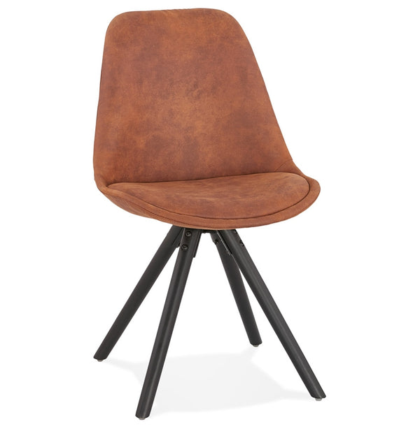 Comfortabele stoel 'HARRY' in bruine microfiber en zwarte poten - Majorr