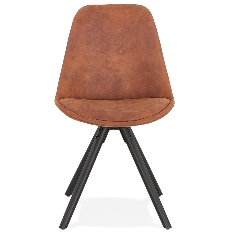 Comfortabele stoel 'HARRY' in bruine microfiber en zwarte poten - Majorr