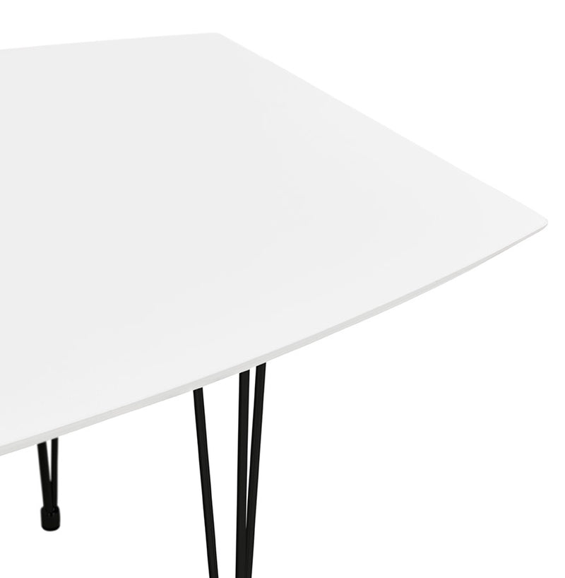 Uitschuifbare design eettafel 'HUSKI' wit met zwart metalen voeten industriële stijl - 170(270)x100 cm - Majorr