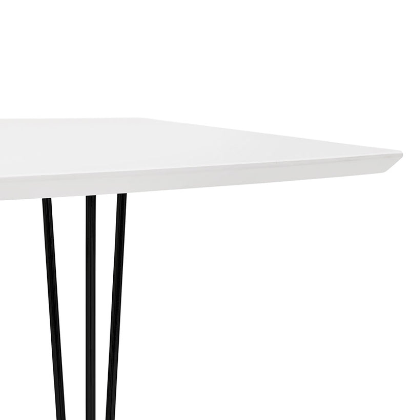 Uitschuifbare design eettafel 'HUSKI' wit met zwart metalen voeten industriële stijl - 170(270)x100 cm - Majorr