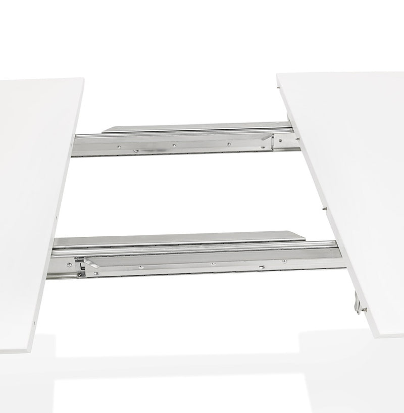 Uitschuifbare design eettafel 'HUSKI' wit met zwart metalen voeten industriële stijl - 170(270)x100 cm - Majorr